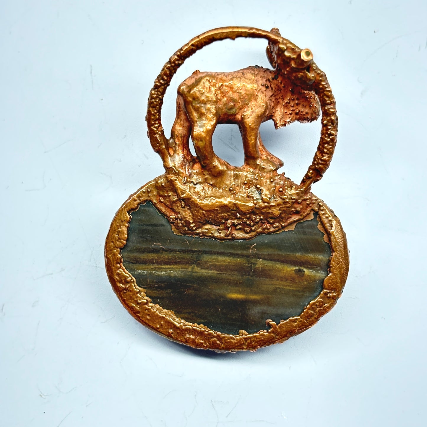 Inner Beast Animal Pendant with Moose and Petrified Wood
