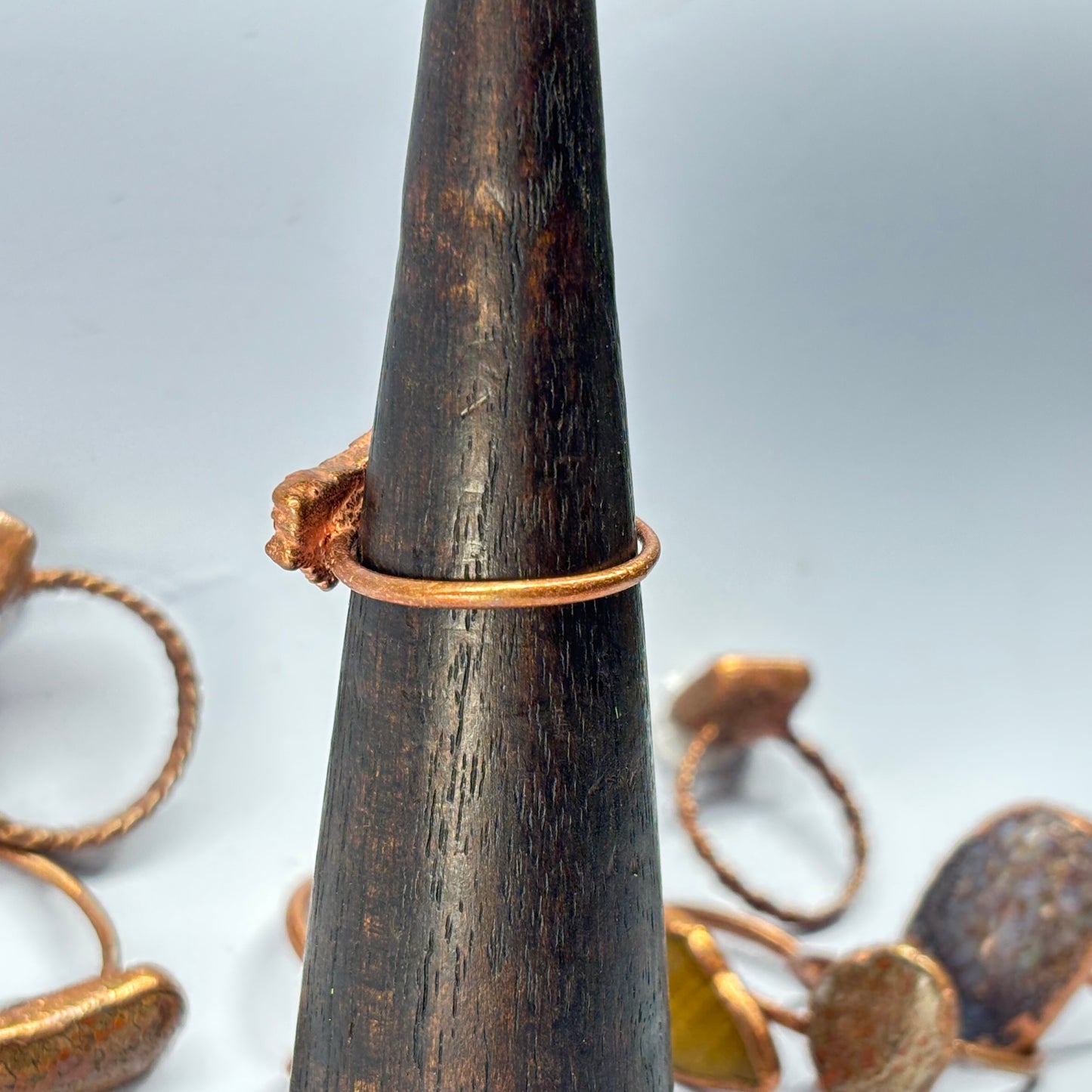 Size 9 1/2 Red Dinosaur Bone Copper Electroformed Ring