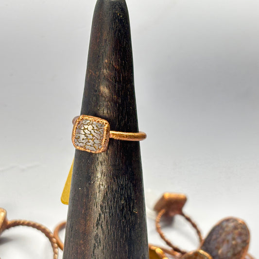 Size 6 3/4 Periwinkle Dinosaur Bone Copper Electroformed Ring