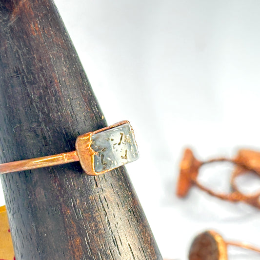 Size 11 1/4 Periwinkle Dinosaur Bone Copper Electroformed Ring