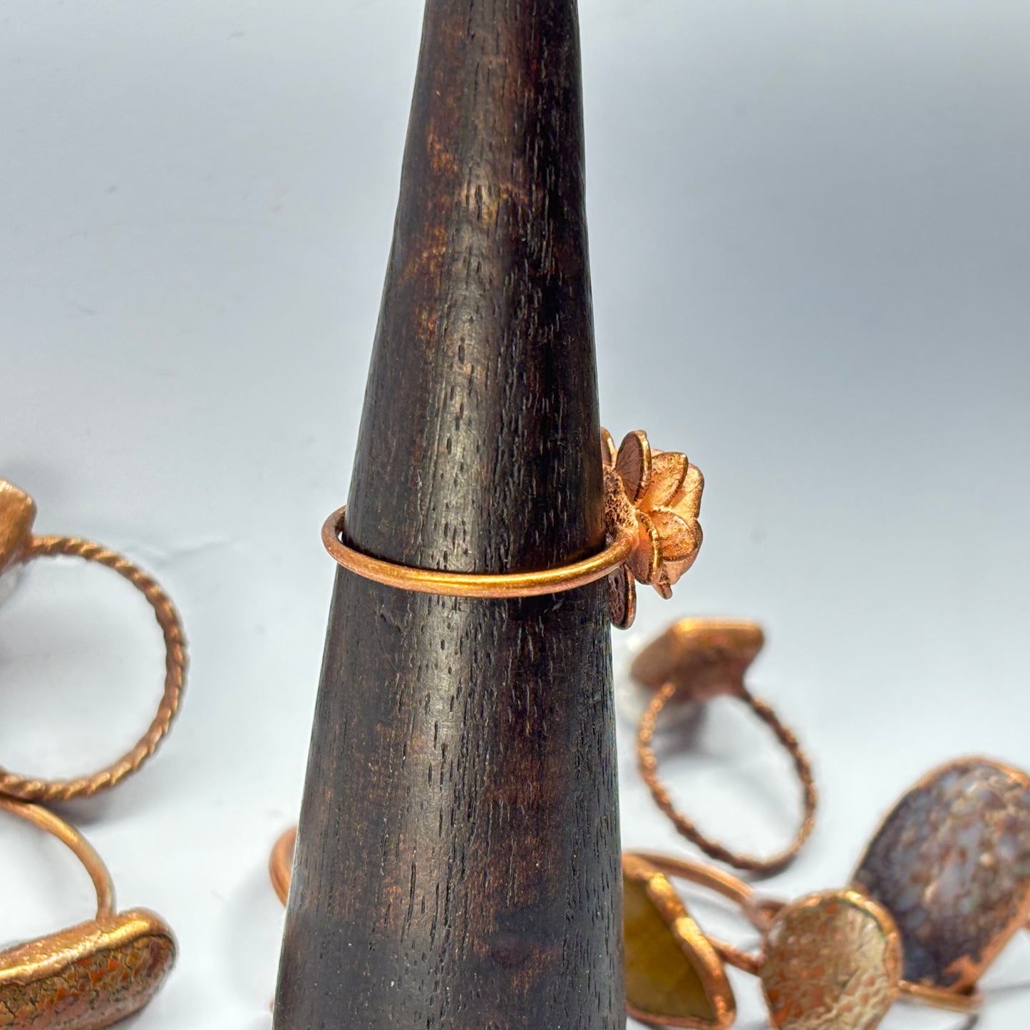 Size 9 3/4 Sequin Aquamarine Copper Electroformed Ring
