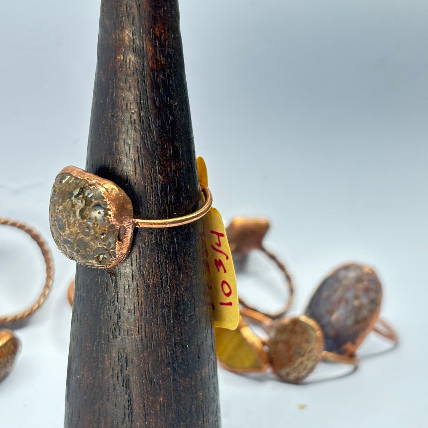 Size 11 Black Dinosaur Bone Copper Electroformed Ring