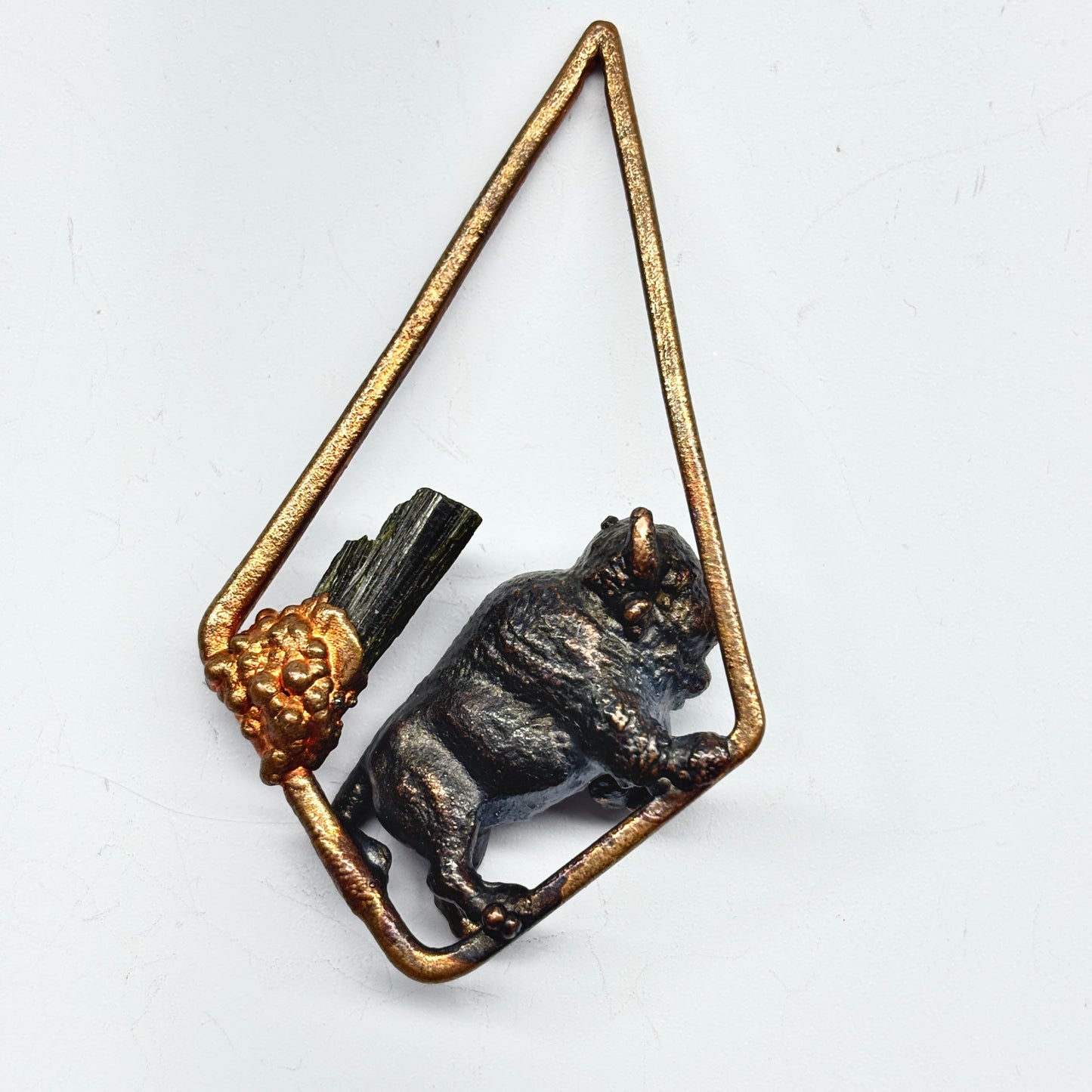 Inner Beast Animal Pendant with Bison and Tourmaline
