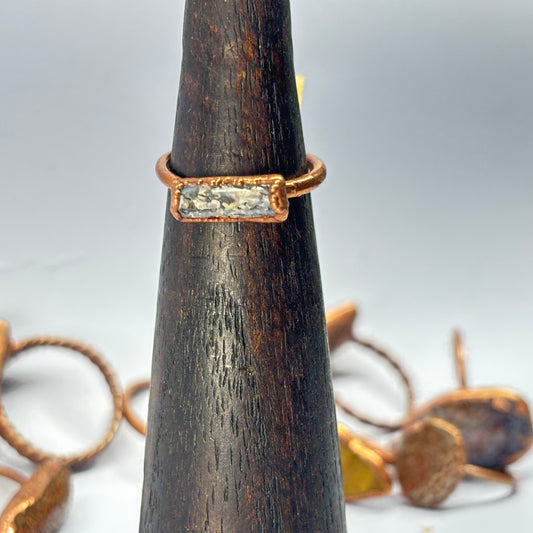 Size 6 1/2 Periwinkle Dinosaur Bone Copper Electroformed Ring