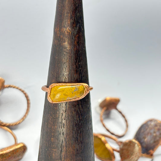 Size 9 1/4 Beautiful Brecciated Jasper Copper Electroformed Ring