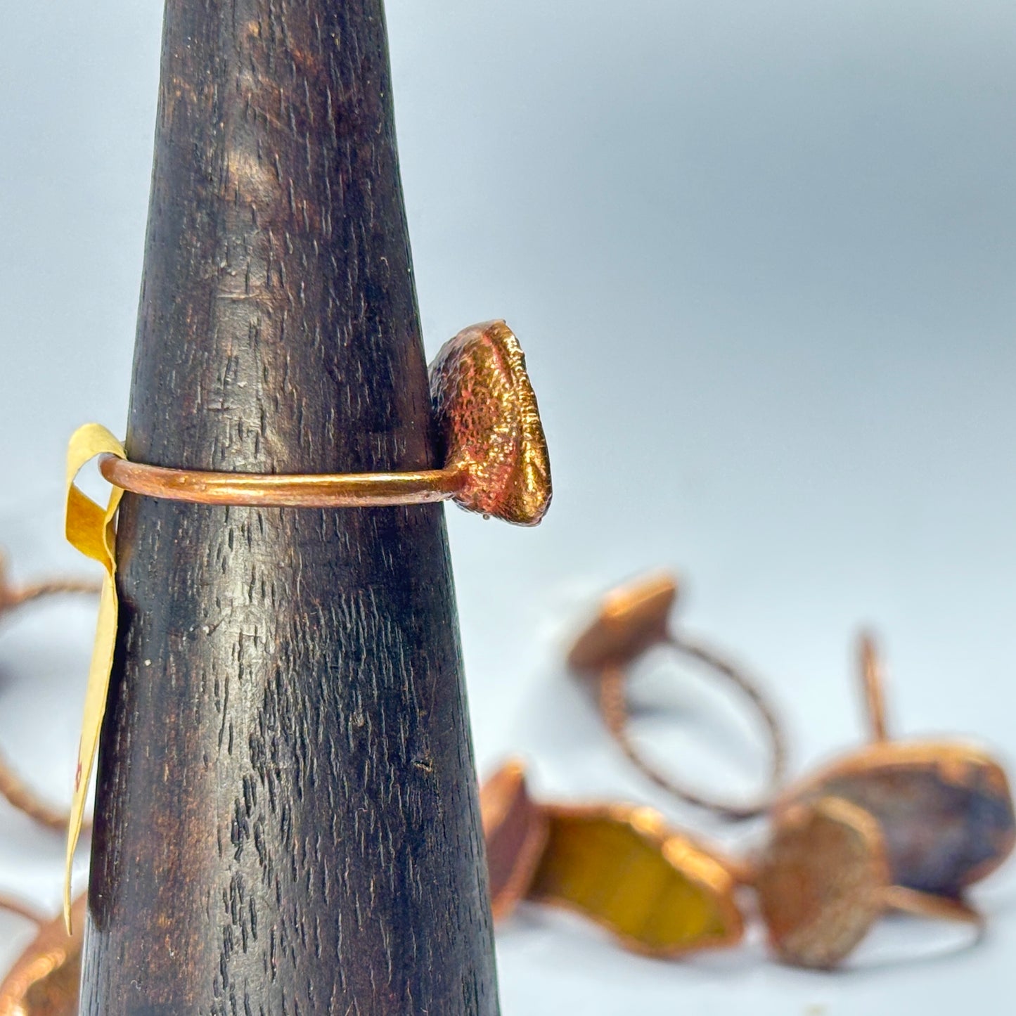 Size 8 Red Dinosaur Bone Copper Electroformed Ring