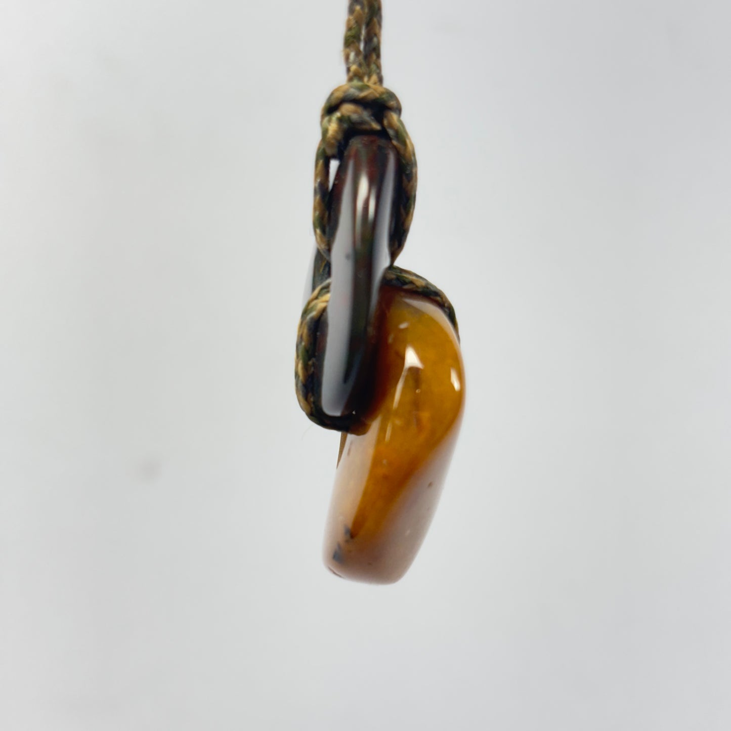 Hand Carved Stacked Big Bead Pendant with Bloodstone and Carnelian