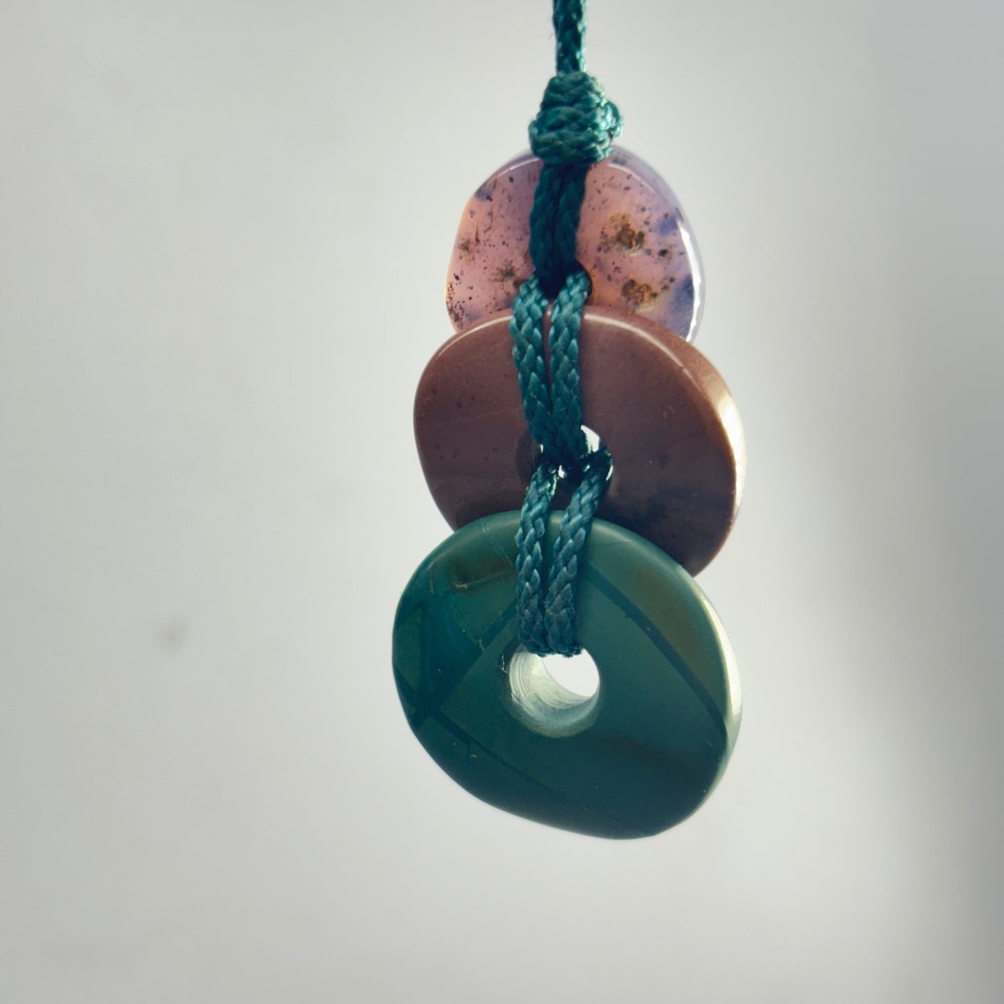 Hand Carved Stacked Big Bead Pendant with Skaggs Jasper and Mookaite Jasper