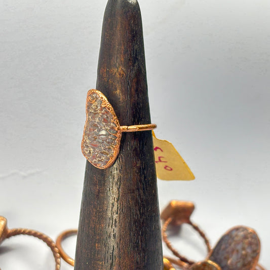 Size 6 1/4 Periwinkle Dinosaur Bone Copper Electroformed Ring