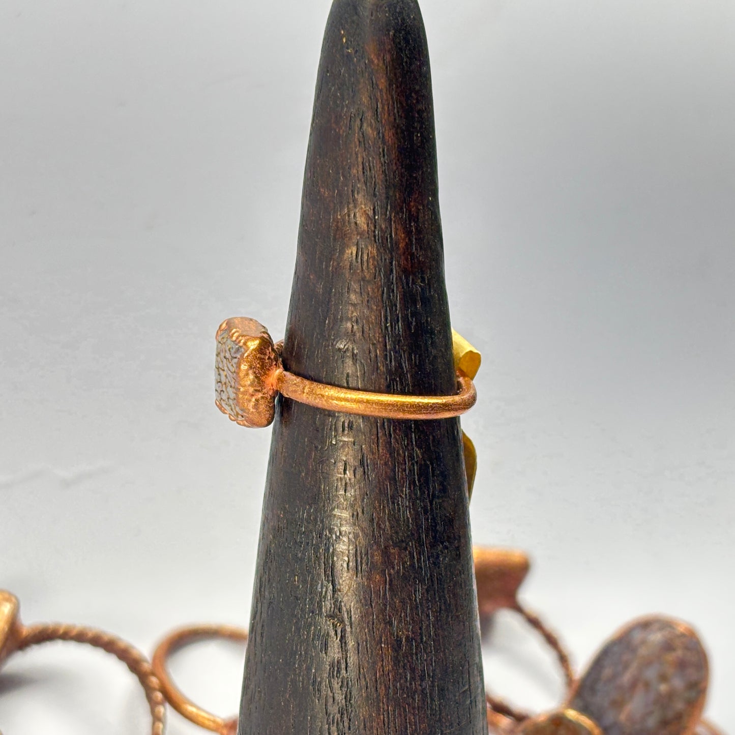 Size 6 3/4 Periwinkle Dinosaur Bone Copper Electroformed Ring