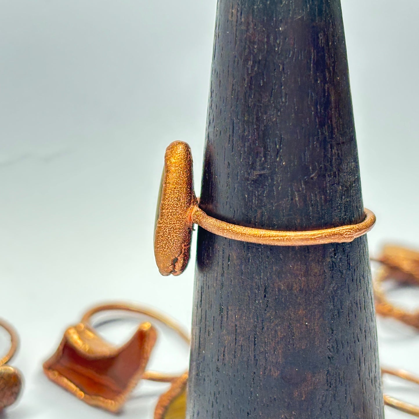 Size 12 1/4 Gorgeous Tiger's Eye Copper Electroformed Ring