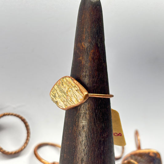Size 8 Pastel Dinosaur Bone Copper Electroformed Ring