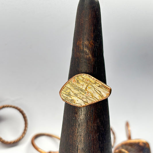 Size 8 Pastel Dinosaur Bone Copper Electroformed Ring