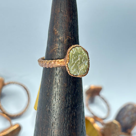 Size 5 1/4 Periwinkle Dinosaur Bone Copper Electroformed Ring