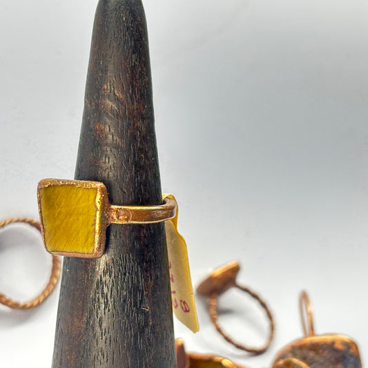 Size 8 Beautiful Tiger's Eye Copper Electroformed Ring