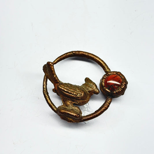 Inner Beast Animal Pendant with Cardinal and Red Jasper