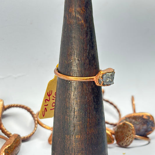 Size 10 1/2 Periwinkle Dinosaur Bone Copper Electroformed Ring