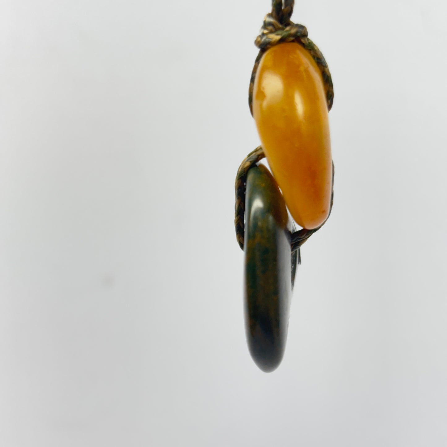 Hand Carved Stacked Big Bead Pendant with Carnelian and Bloodstone