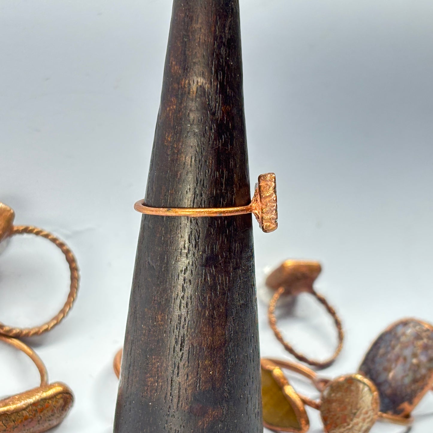 Size 9 1/2 Red Dinosaur Bone Copper Electroformed Ring