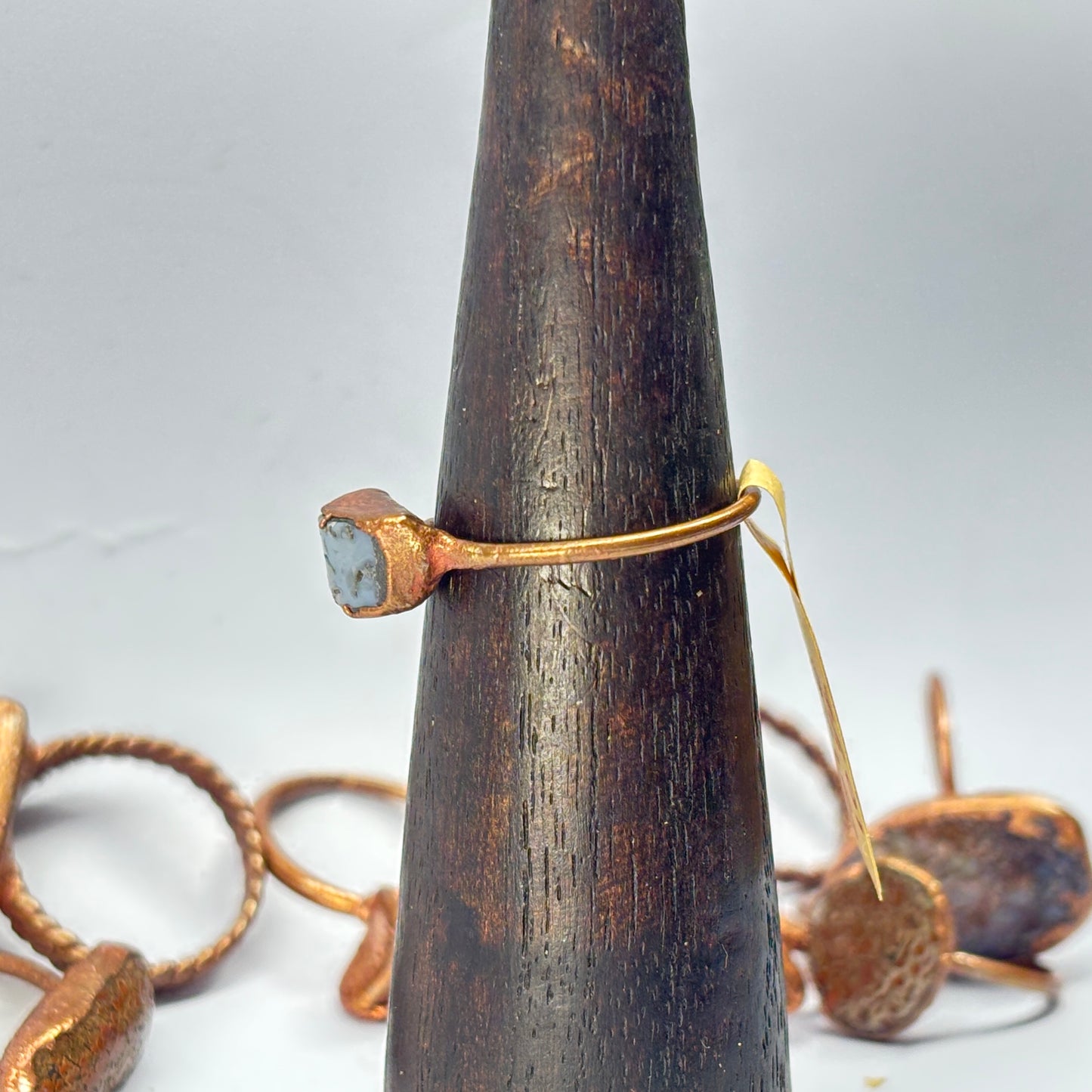 Size 10 1/2 Periwinkle Dinosaur Bone Copper Electroformed Ring