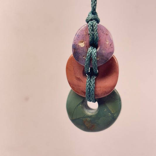 Hand Carved Stacked Big Bead Pendant with Skaggs Jasper and Mookaite Jasper