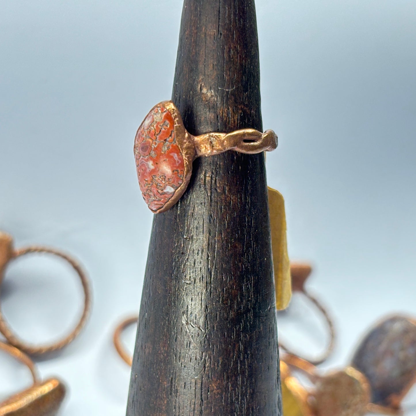 Size 4 1/4 Pink Dinosaur Bone Copper Electroformed Ring