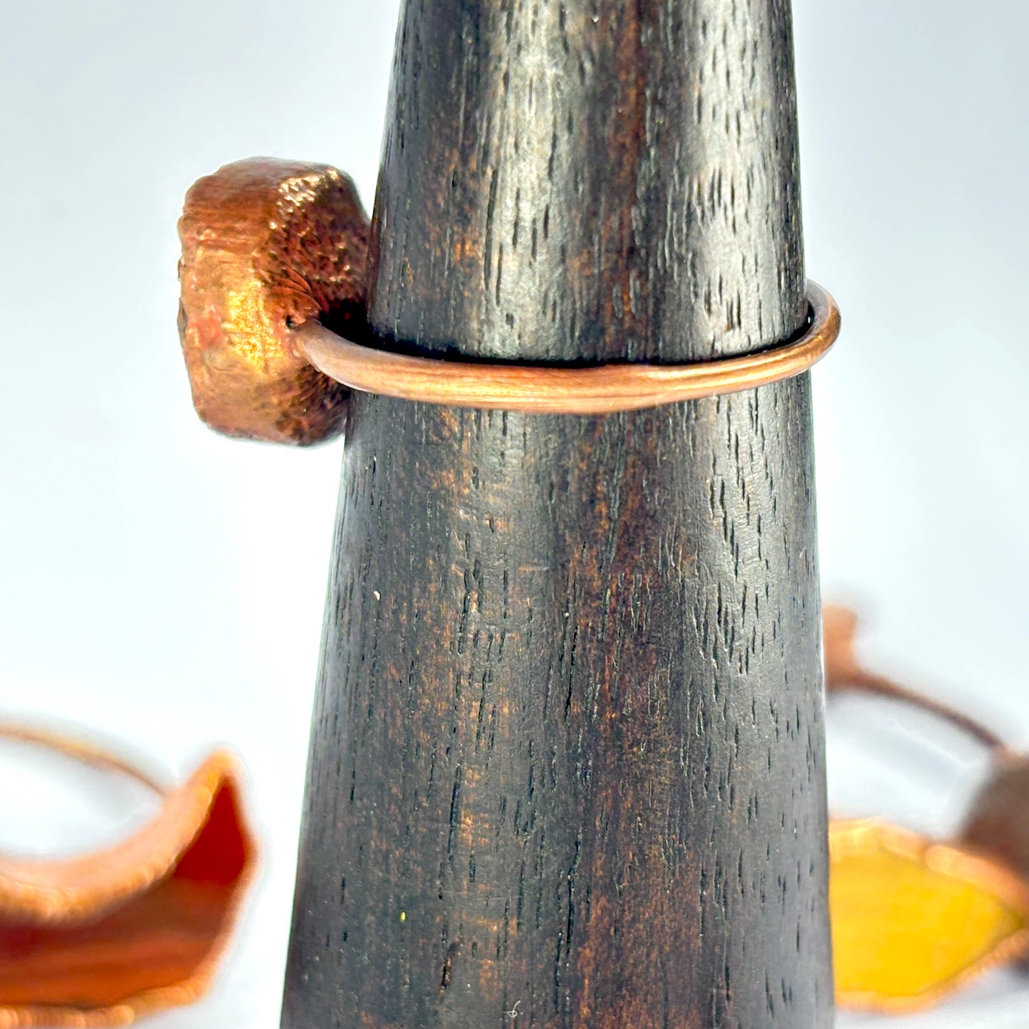 Size 10 Brown Dinosaur Bone Copper Electroformed Ring