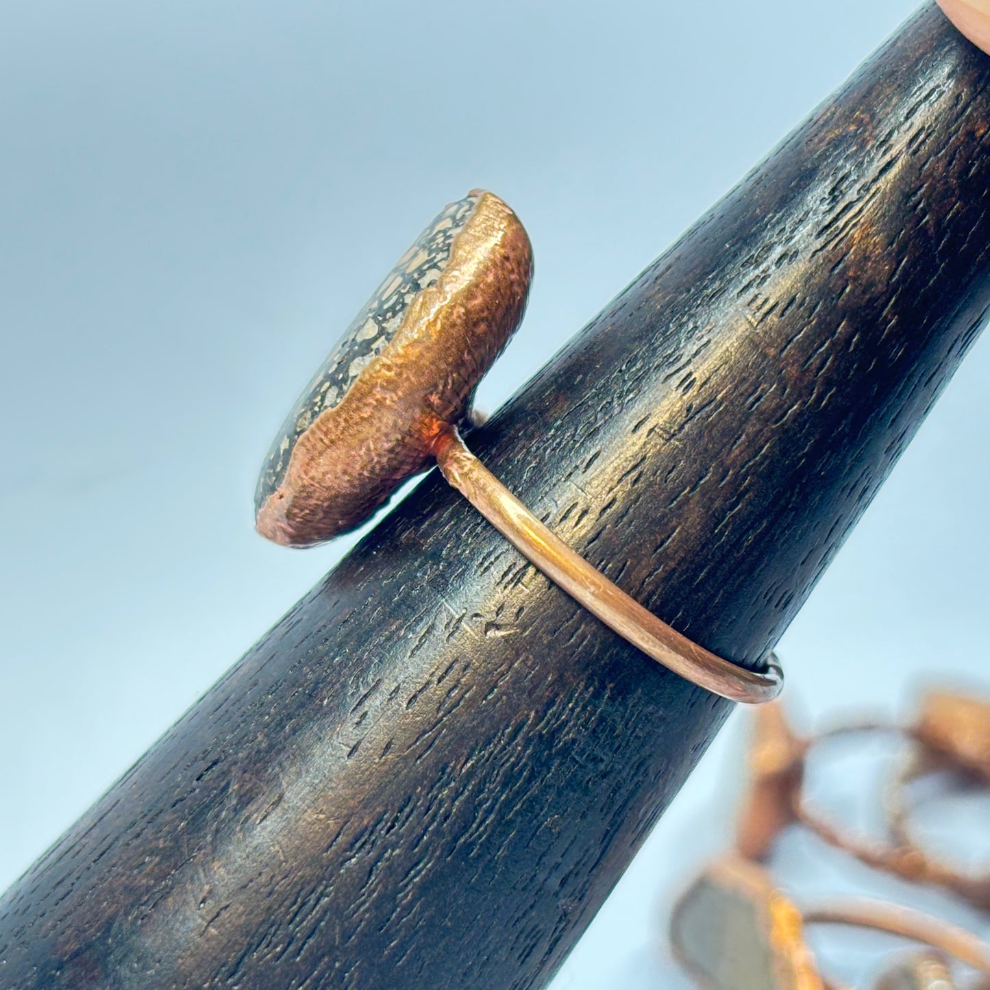 Size 9 Pastel Dinosaur Bone Copper Electroformed Ring