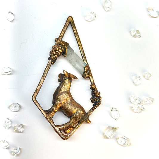 Inner Beast Animal Pendant with Goat and Quartz