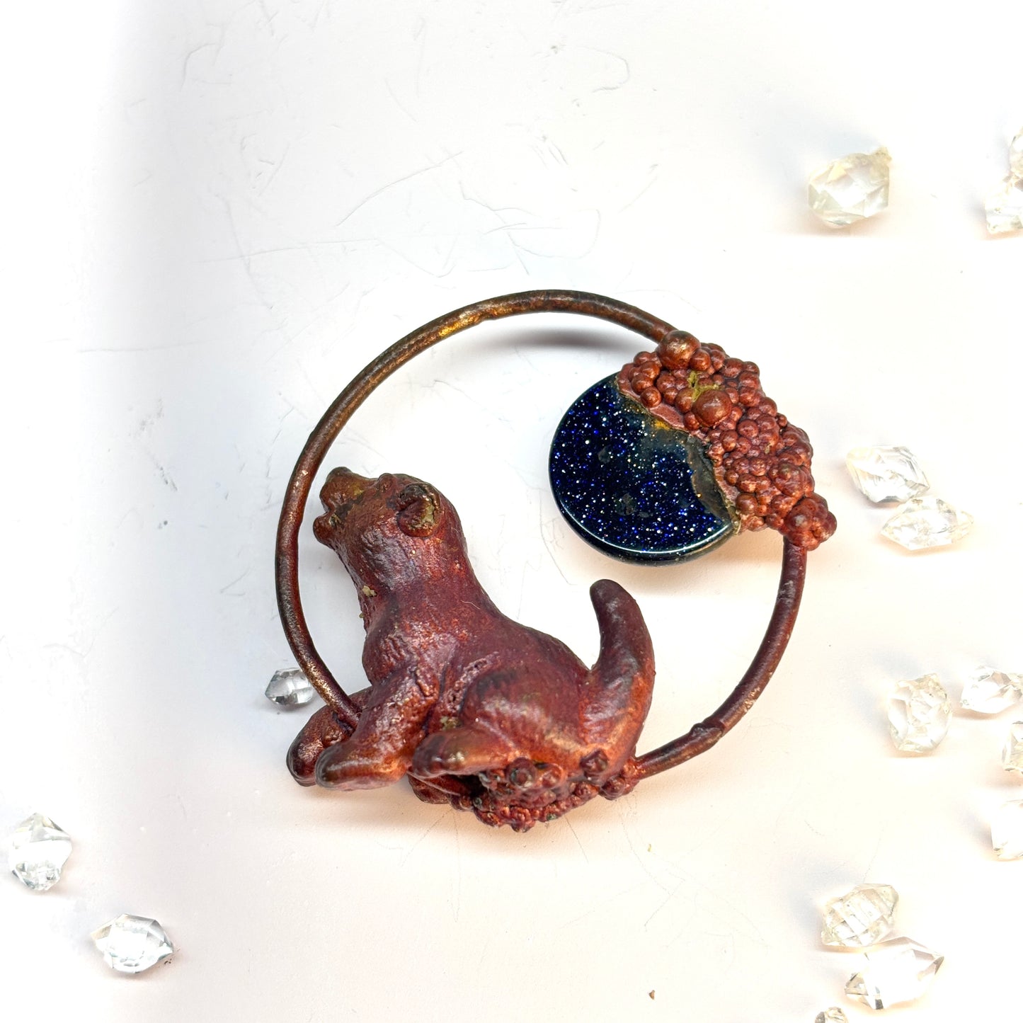 Inner Beast Animal Pendant with Wolf Pup and Goldstone