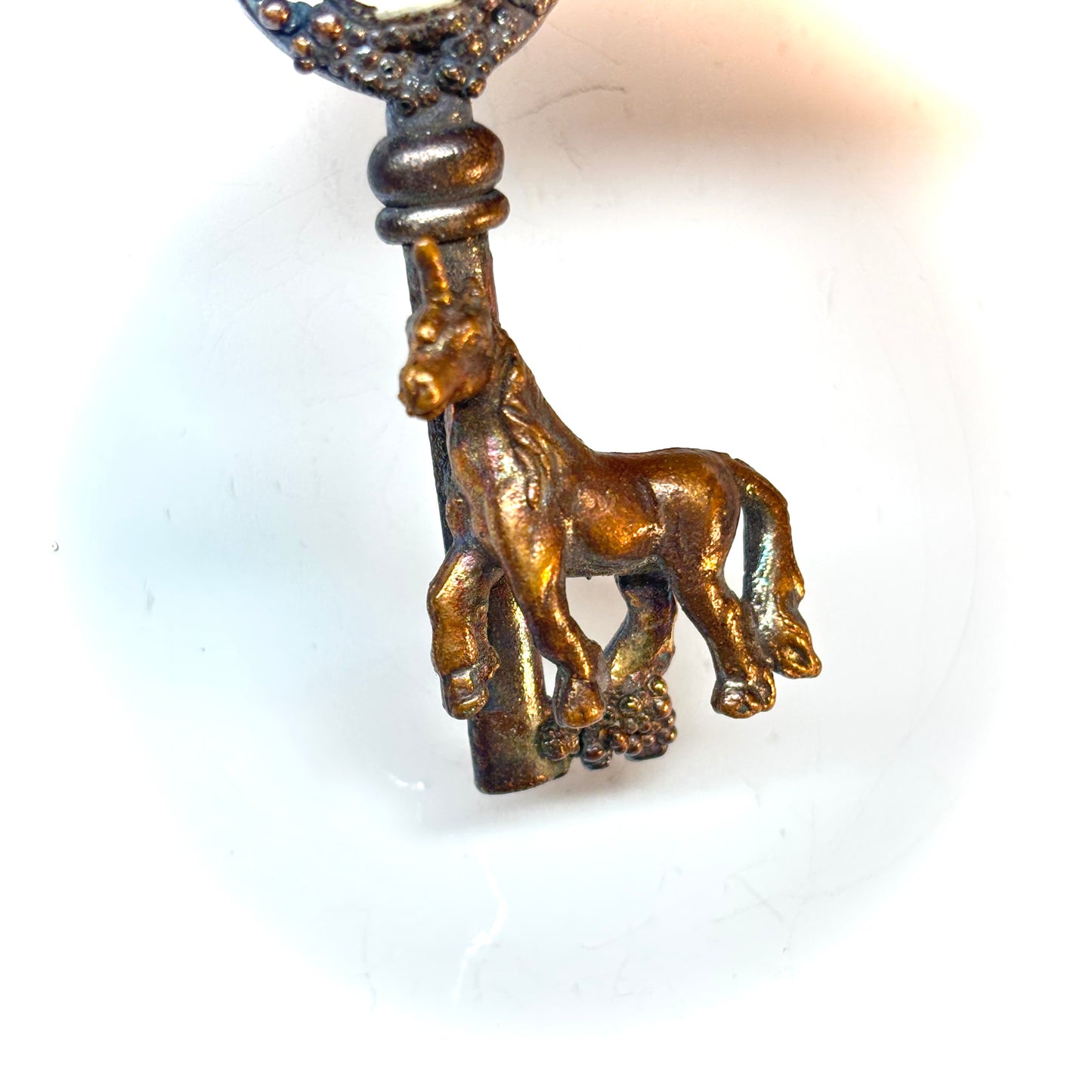 Inner Beast Key Pendant with Unicorn and Amethyst