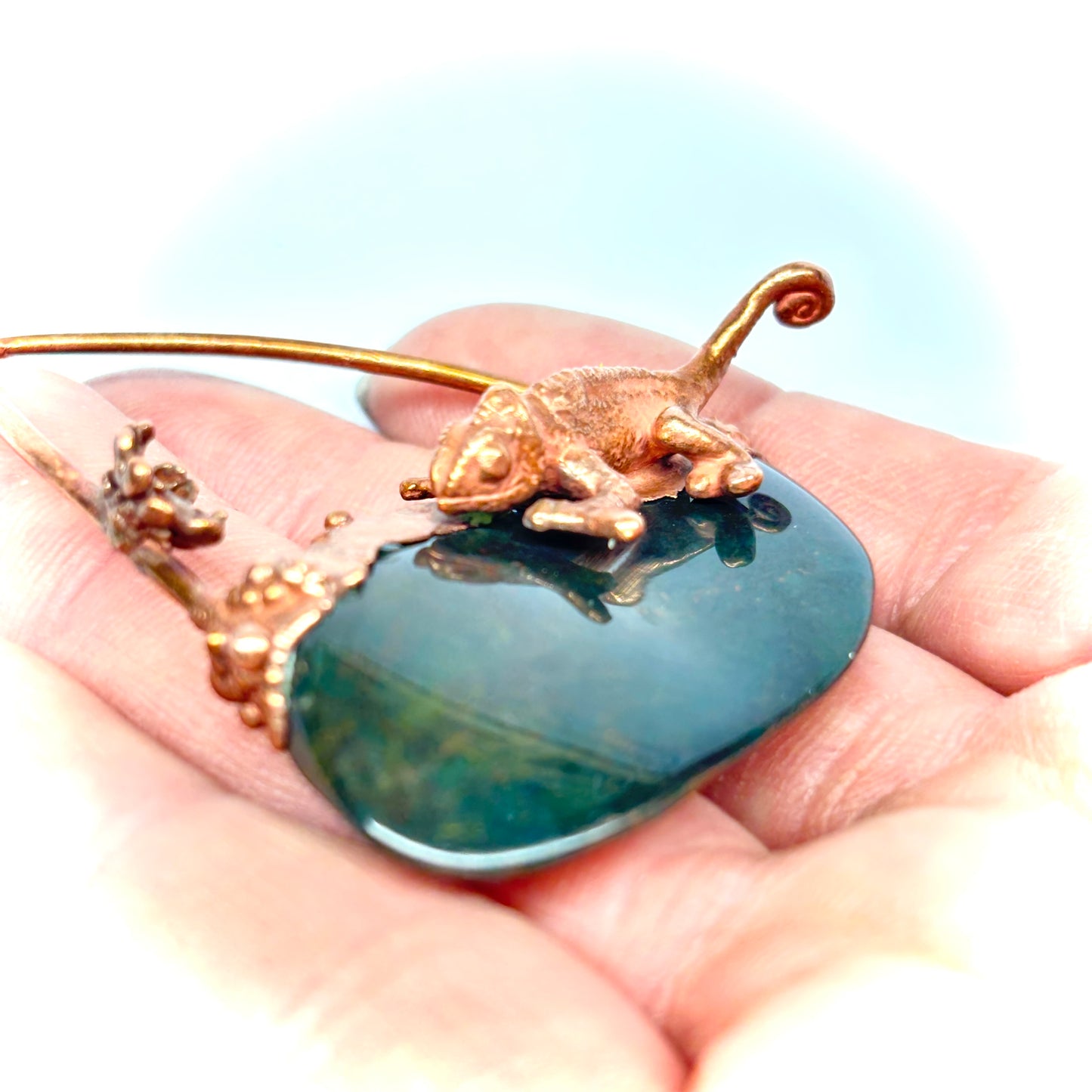 Inner Beast Animal Pendant with Chameleon and Bloodstone