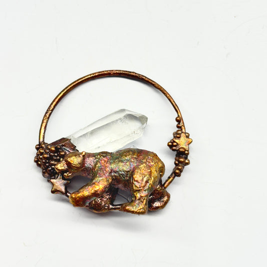 Inner Beast Animal Pendant with Polar Bear and Quartz