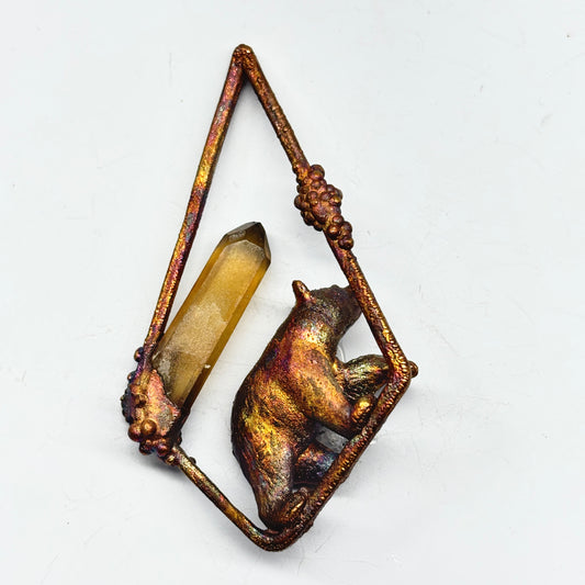 Inner Beast Animal Pendant with Bear and Citrine