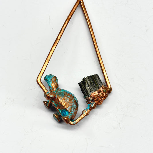 Inner Beast Animal Pendant with Tortoise and Tourmaline