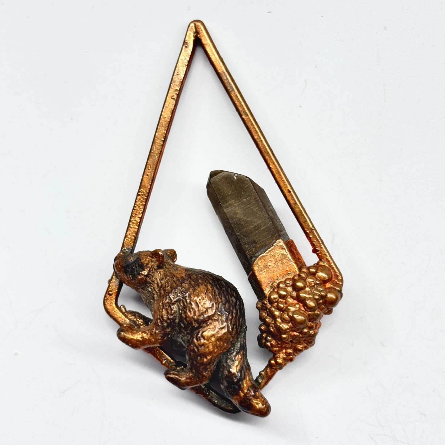 Inner Beast Animal Pendant with Racoon and Smoky Quartz