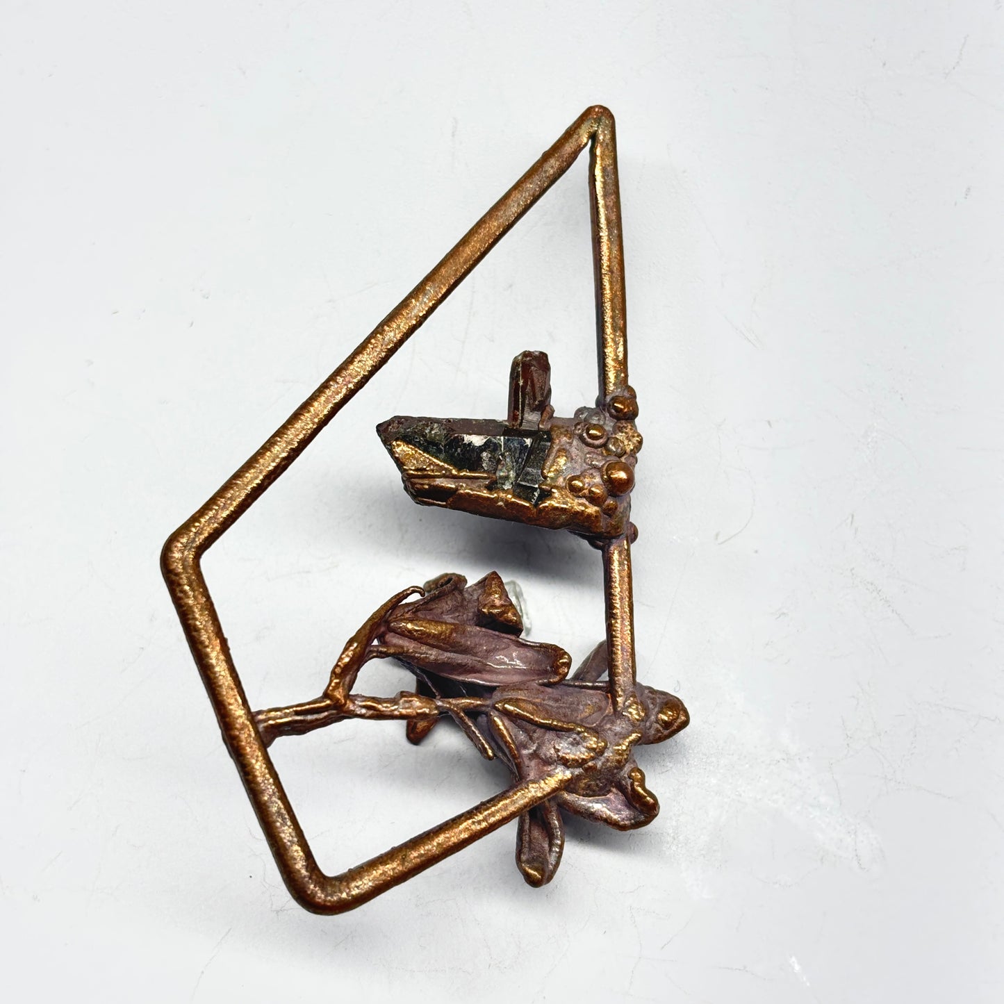 Real Flower Pendant with BlueBells and Phantom Quartz