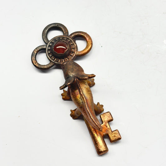 Inner Beast Key Pendant with Axolotle and Red Jasper