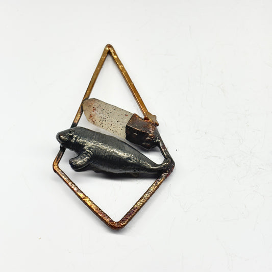 Inner Beast Animal Pendant with Manatee and Phantom Quartz