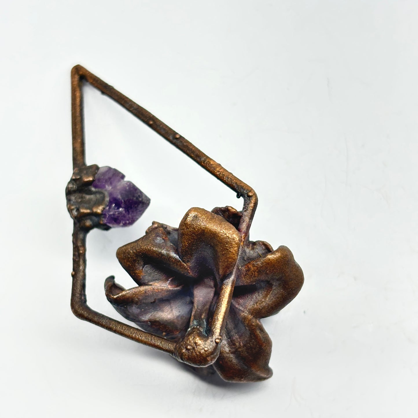 Real Flower Pendant with Lilac and Amethyst