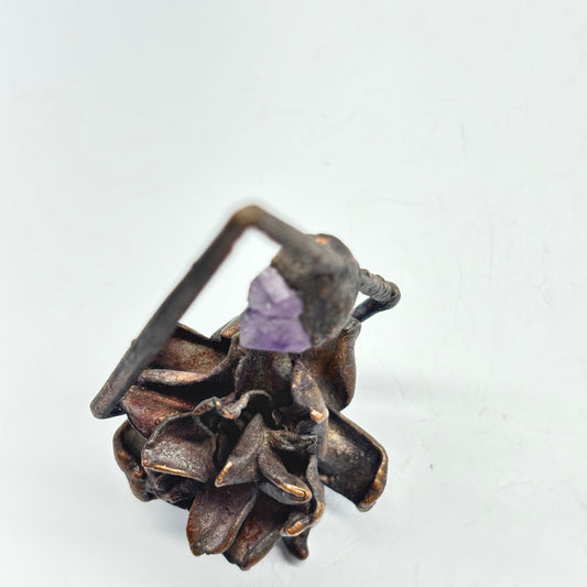 Real Flower Pendant with Lilac and Amethyst