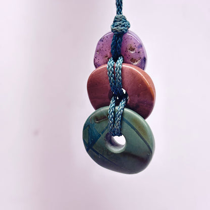 Hand Carved Stacked Big Bead Pendant with Skaggs Jasper and Mookaite Jasper