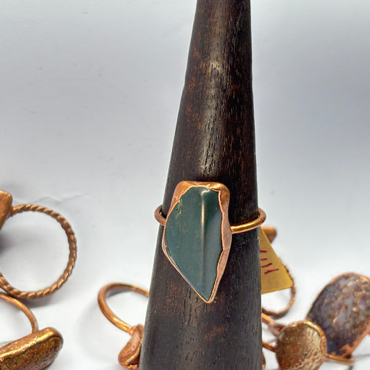 Size 11 1/2 Oregon Skaggs Jasper Copper Electroformed Ring