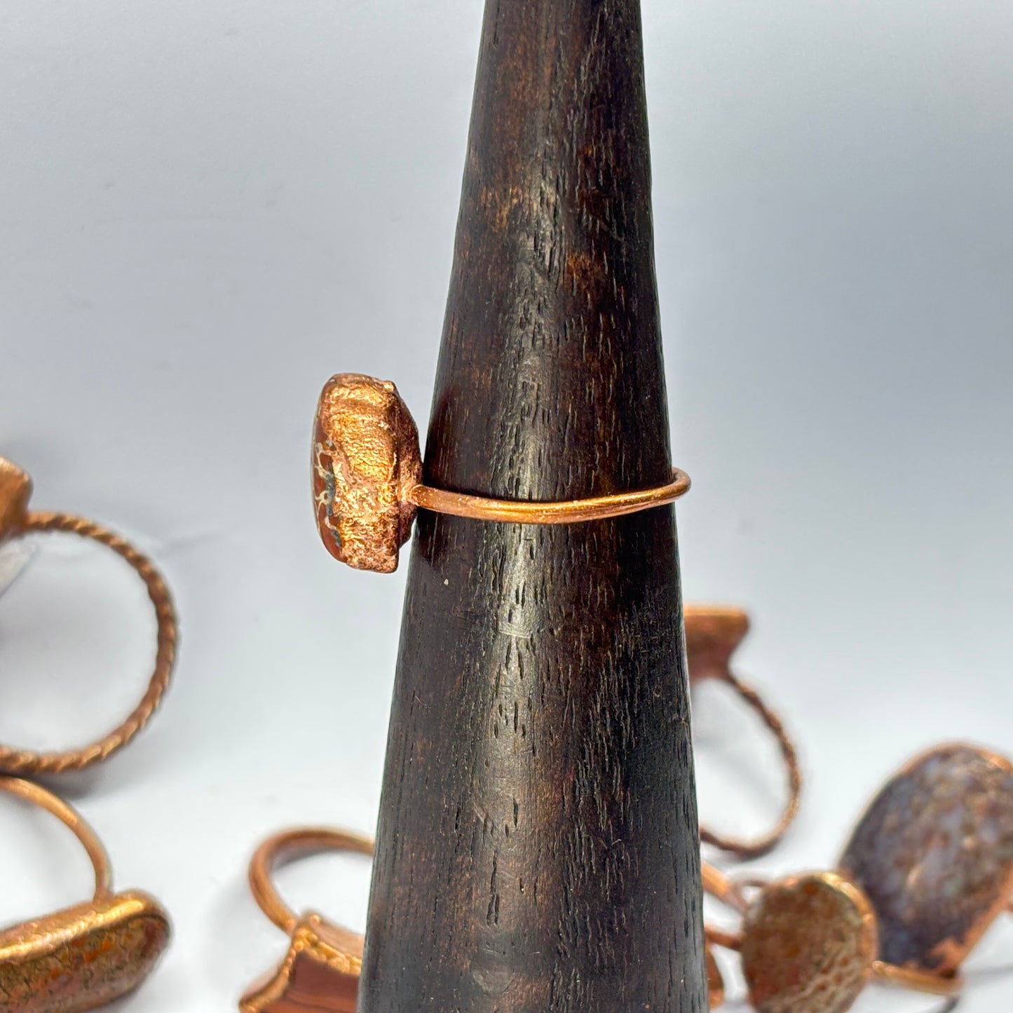 Size 8 Red Dinosaur Bone Copper Electroformed Ring