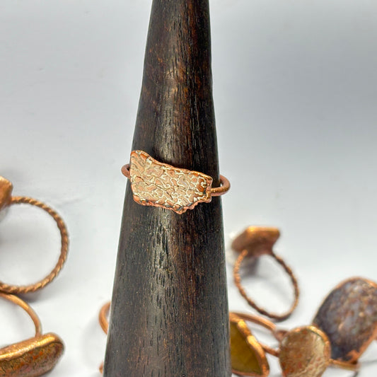 Size 9 1/2 Red Dinosaur Bone Copper Electroformed Ring