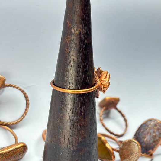 Size 9 3/4 Sequin Aquamarine Copper Electroformed Ring