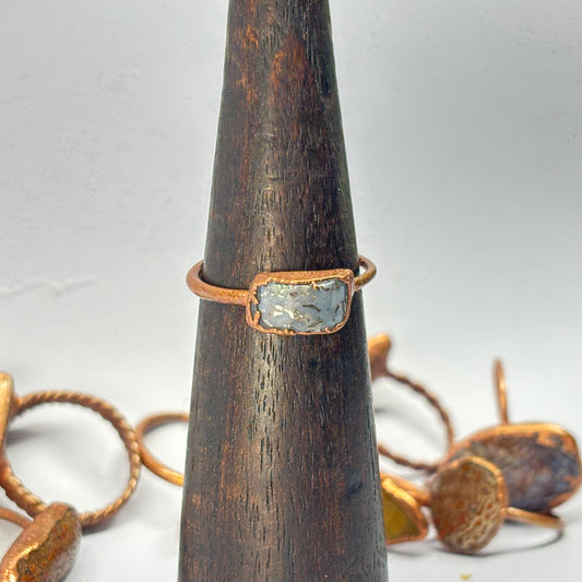 Size 10 1/2 Periwinkle Dinosaur Bone Copper Electroformed Ring