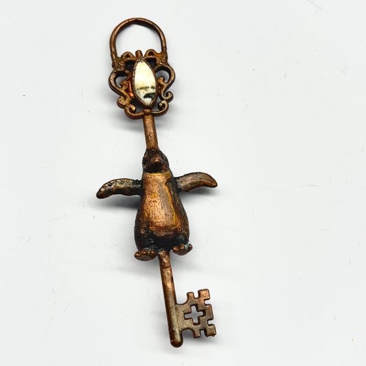 Inner Beast Key Pendant with Penguin and Ocean Jasper