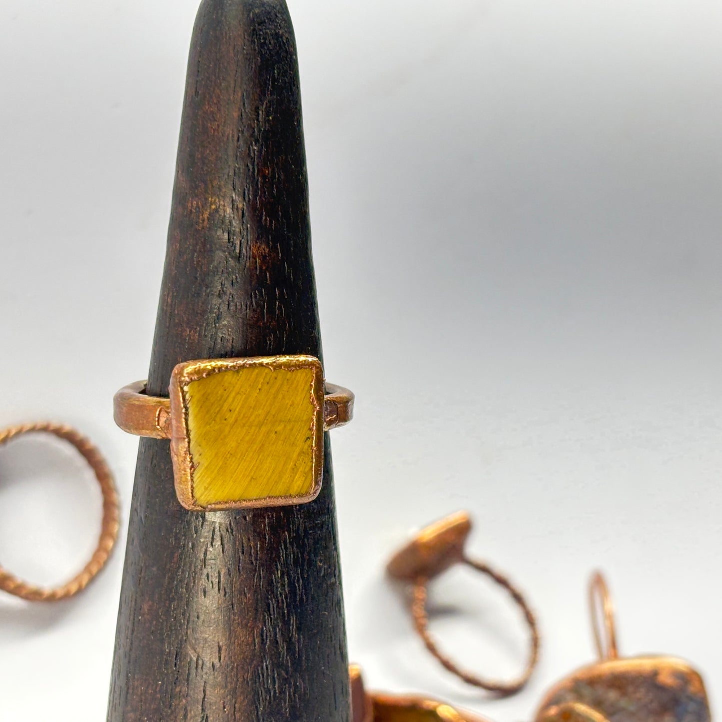 Size 8 Beautiful Tiger's Eye Copper Electroformed Ring