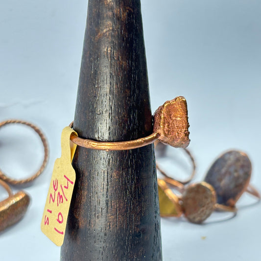 Size 11 Red Dinosaur Bone Copper Electroformed Ring